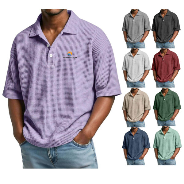 ZPA036 Men's 100% Polyester Waffle Knit Short Sleeve Polo Shirt