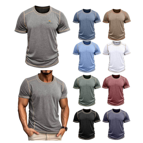 ZPA039 Men's Polyester-Blend Short Sleeve Crew Neck T-Shirt