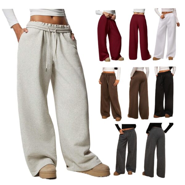 ZPA050 Women's High-Waisted Wide Leg Drawstring Sweatpants