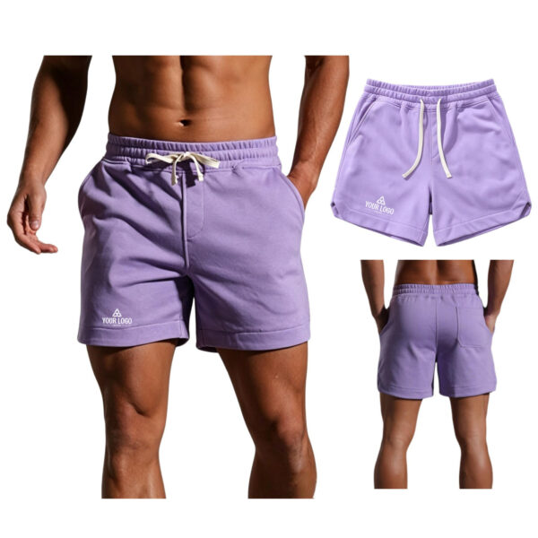 ZPA110 Men's 100% Cotton Elastic Waist Retro Lounge Shorts