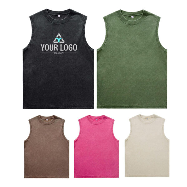 ZPA176 Men's 8.11oz Heavyweight Distressed Tank Top, Oversized Cotton Sleeveless Shirt